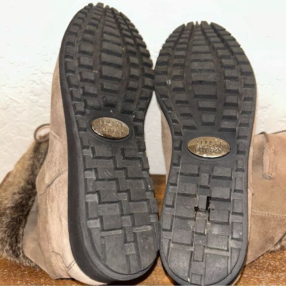 Stuart Weitzman Sockette Suede Leather Faux Fur Wedge Boot Shoes - Picture 11 of 12